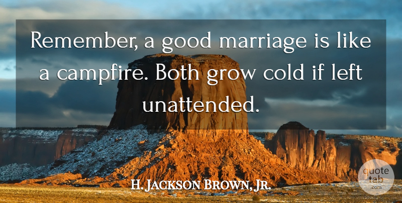 H. Jackson Brown, Jr. Quote About Best Love, Remember, Cold: Remember A Good Marriage Is...