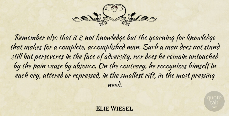 Elie Wiesel Quote About Pain, Adversity, Men: Remember Also That It Is...
