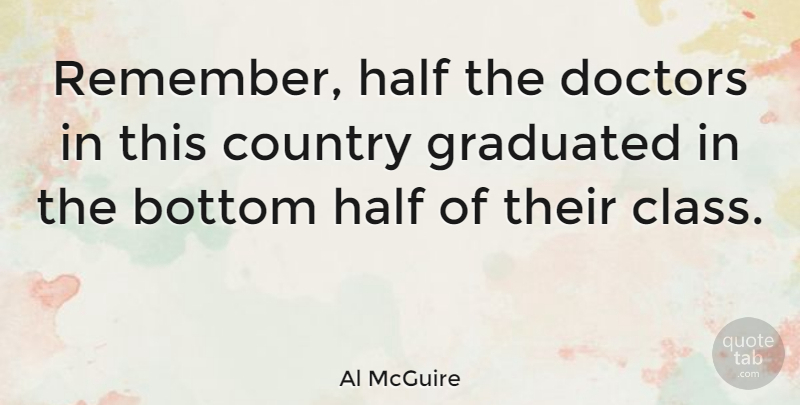 Al McGuire Quote About Graduation, Basketball, Country: Remember Half The Doctors In...