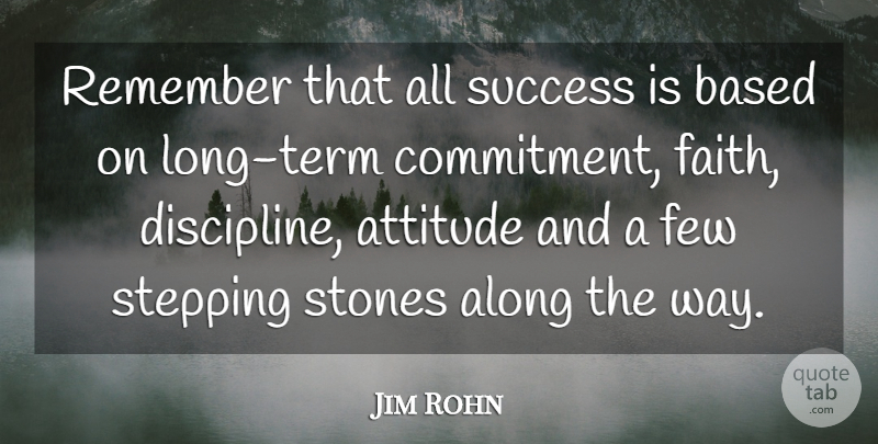 Jim Rohn Quote About Attitude, Commitment, Long: Remember That All Success Is...