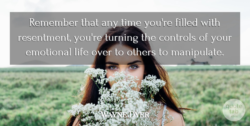 Wayne Dyer Quote About Emotional, Resentment, Remember: Remember That Any Time Youre...