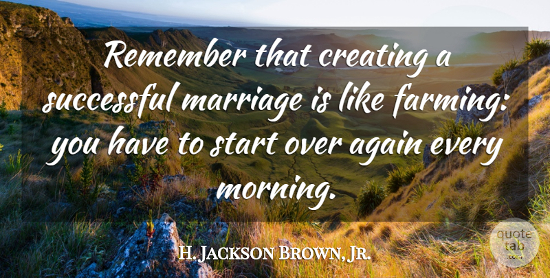 H. Jackson Brown, Jr. Quote About Morning, Successful, Creating: Remember That Creating A Successful...