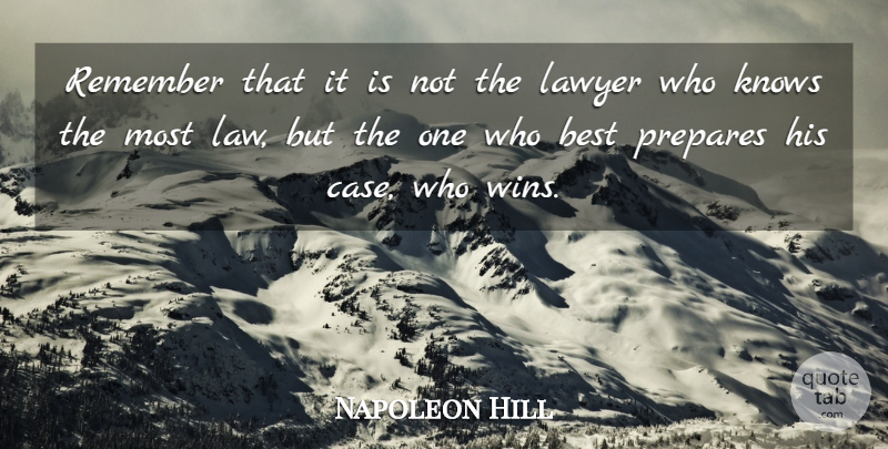 Napoleon Hill Quote About Winning, Law, Think And Grow Rich: Remember That It Is Not...