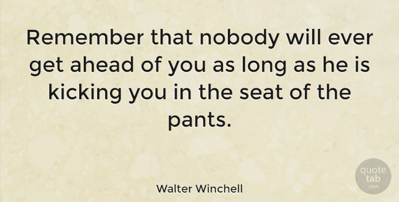 Walter Winchell Quote About Inspirational, Long, Criticism: Remember That Nobody Will Ever...