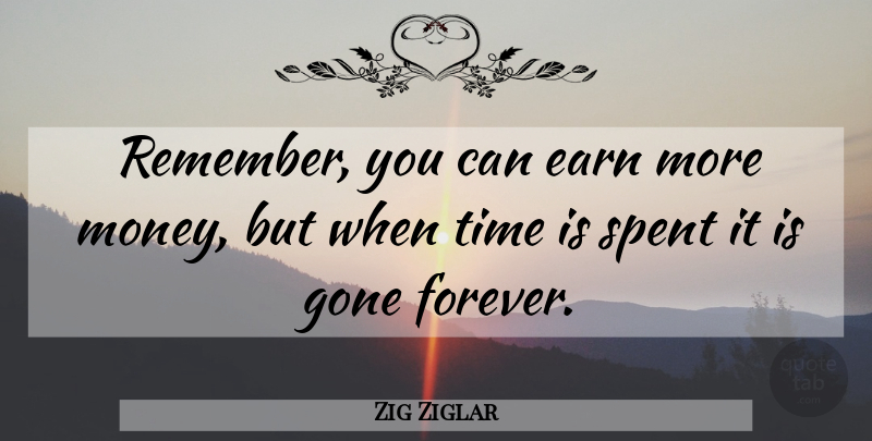 Zig Ziglar Quote About Inspirational, Success, Time: Remember You Can Earn More...
