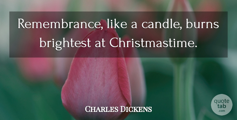Charles Dickens Quote About Christmas, Remembrance, Candle: Remembrance Like A Candle Burns...