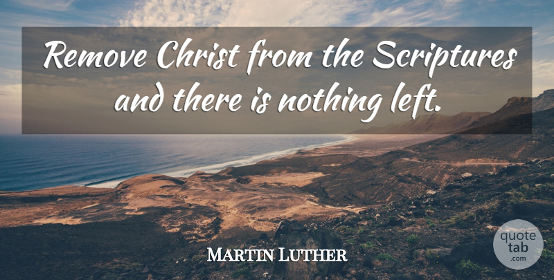 Martin Luther Quote About Scripture, Christ, Left: Remove Christ From The Scriptures...