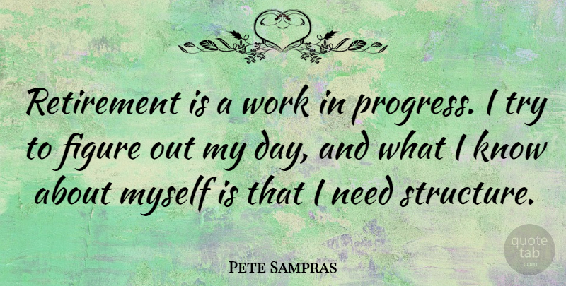 Pete Sampras Quote About Retirement, Progress, Trying: Retirement Is A Work In...