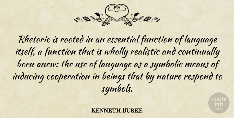 Kenneth Burke Quote About Mean, Use, Essentials: Rhetoric Is Rooted In An...