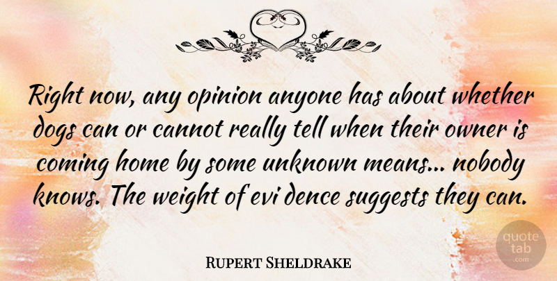 Rupert Sheldrake Quote About Dog, Mean, Home: Right Now Any Opinion Anyone...