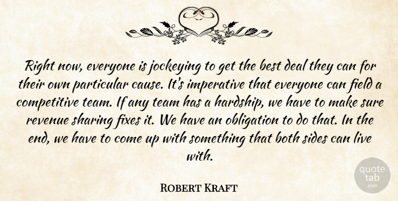 Robert Kraft Quote About Best, Both, Deal, Field, Imperative: Right Now Everyone Is Jockeying...