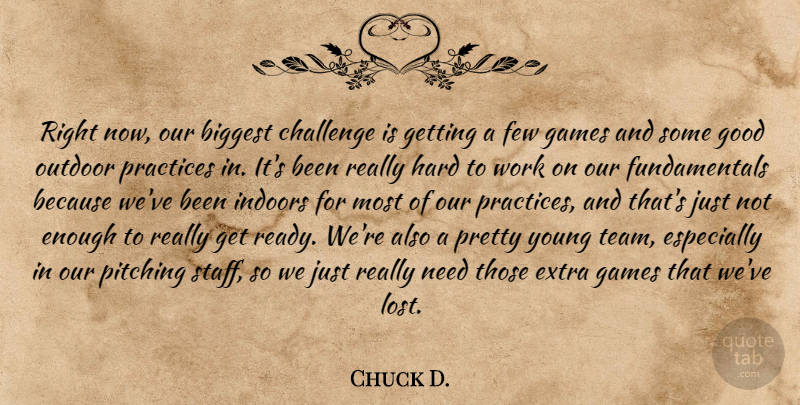 Chuck D. Quote About Biggest, Challenge, Extra, Few, Games: Right Now Our Biggest Challenge...