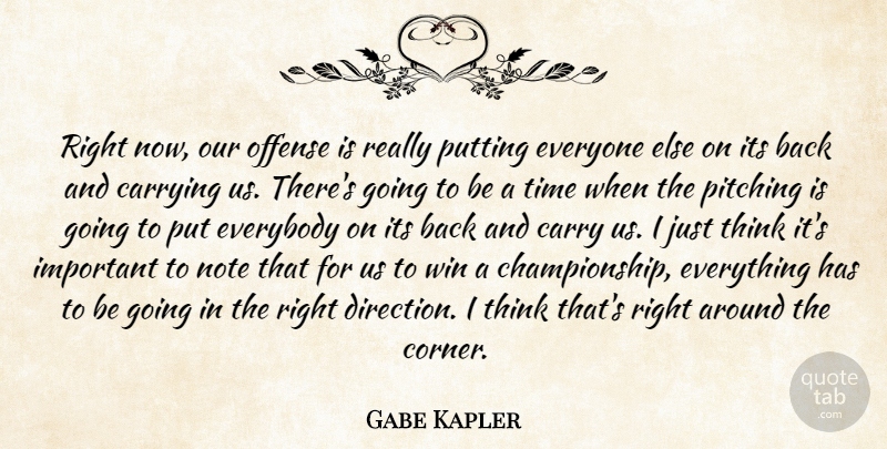 Gabe Kapler Quote About Carrying, Everybody, Note, Offense, Pitching: Right Now Our Offense Is...