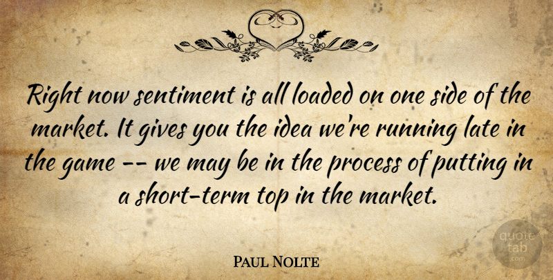 Paul Nolte Quote About Game, Gives, Late, Loaded, Process: Right Now Sentiment Is All...