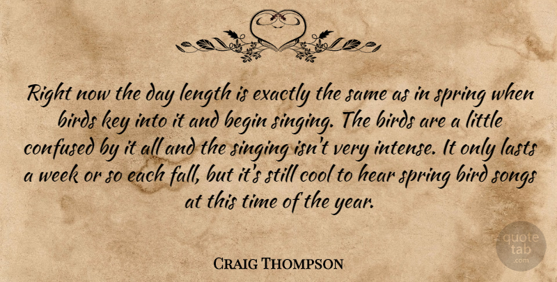 Craig Thompson Quote About Song, Confused, Spring: Right Now The Day Length...