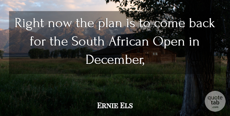 Ernie Els Quote About African, Open, Plan, South: Right Now The Plan Is...