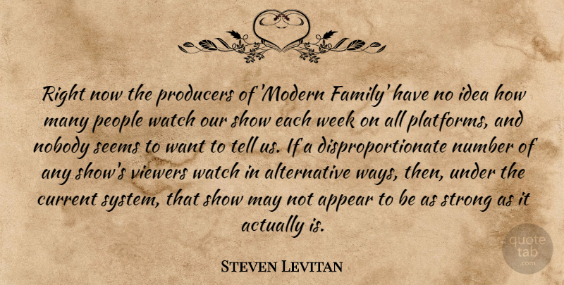 Steven Levitan Quote About Strong, Ideas, Numbers: Right Now The Producers Of...