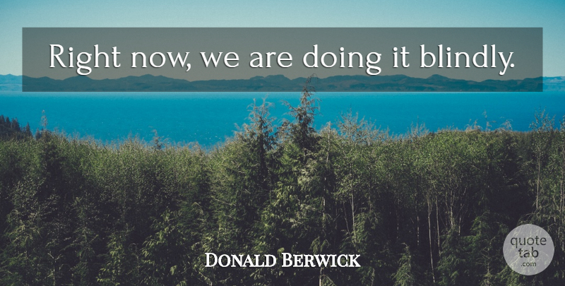 Donald Berwick Quote About Right Now: Right Now We Are Doing...