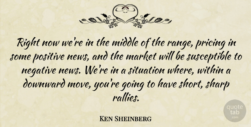 Ken Sheinberg Quote About Downward, Market, Middle, Negative, Positive: Right Now Were In The...
