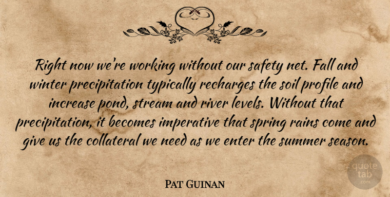 Pat Guinan Quote About Becomes, Collateral, Enter, Fall, Imperative: Right Now Were Working Without...