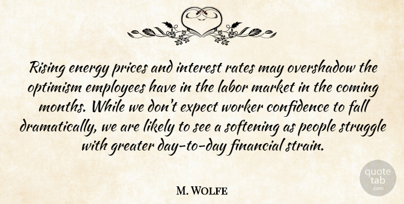 M. Wolfe Quote About Coming, Confidence, Employees, Energy, Expect: Rising Energy Prices And Interest...