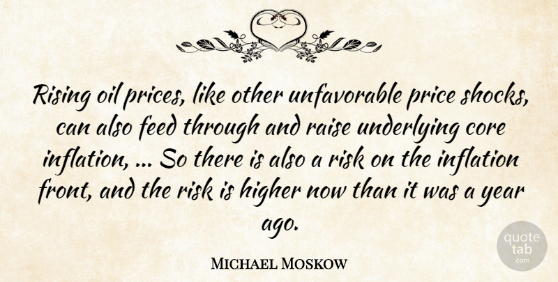 Michael Moskow Quote About Core, Feed, Higher, Inflation, Oil: Rising Oil Prices Like Other...