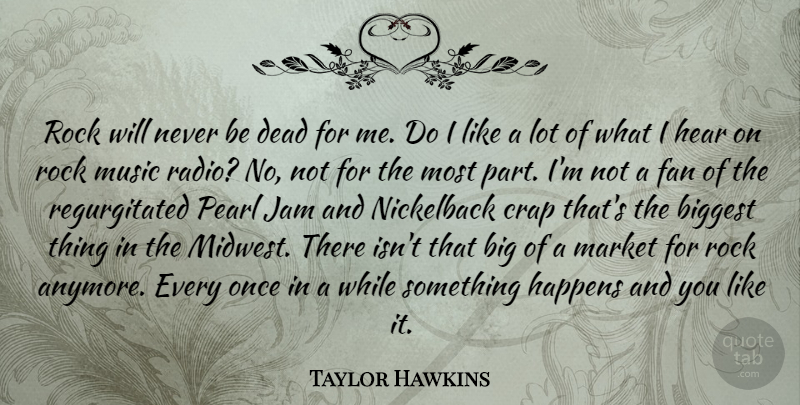 Taylor Hawkins Quote About Biggest, Crap, Fan, Happens, Hear: Rock Will Never Be Dead...