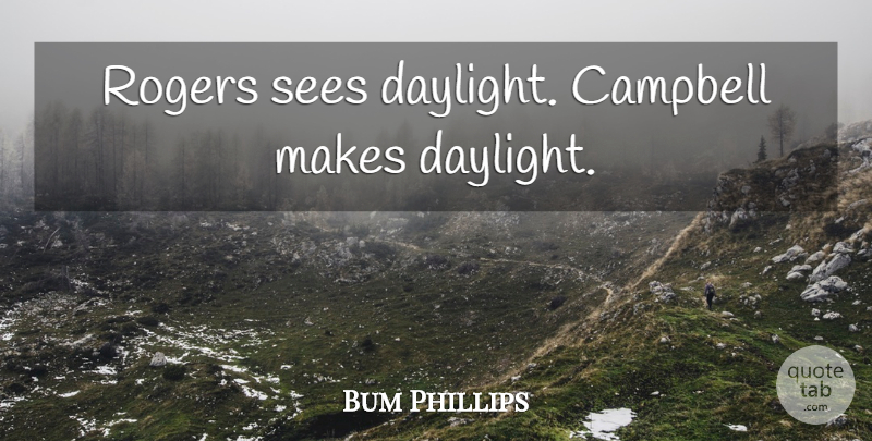 Bum Phillips Quote About Daylight, Roger: Rogers Sees Daylight Campbell Makes...