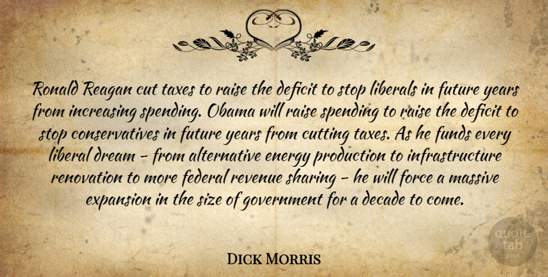 Dick Morris Quote About Dream, Cutting, Government: Ronald Reagan Cut Taxes To...