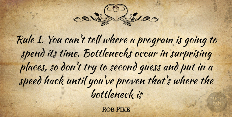 Rob Pike Quote About Trying, Speed, Program: Rule 1 You Cant Tell...
