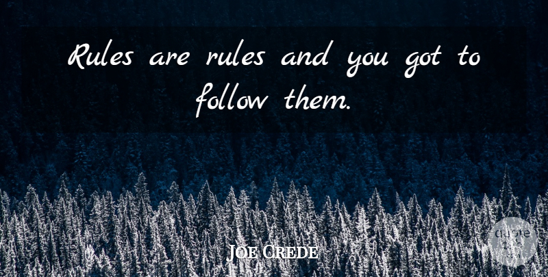 Joe Crede Quote About Follow, Rules: Rules Are Rules And You...