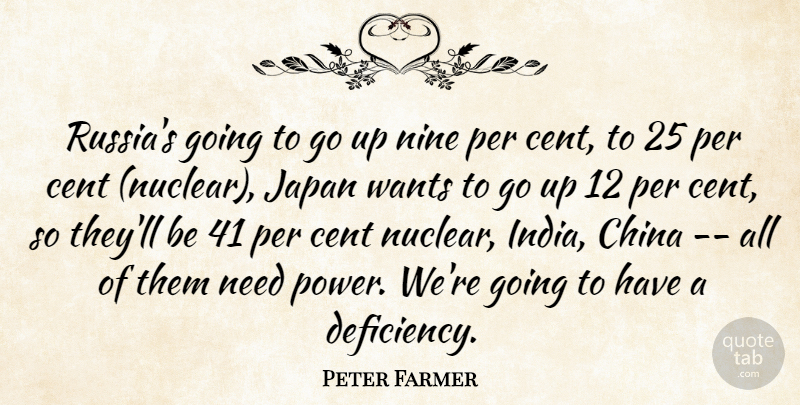 Peter Farmer Quote About Cent, China, Japan, Nine, Per: Russias Going To Go Up...
