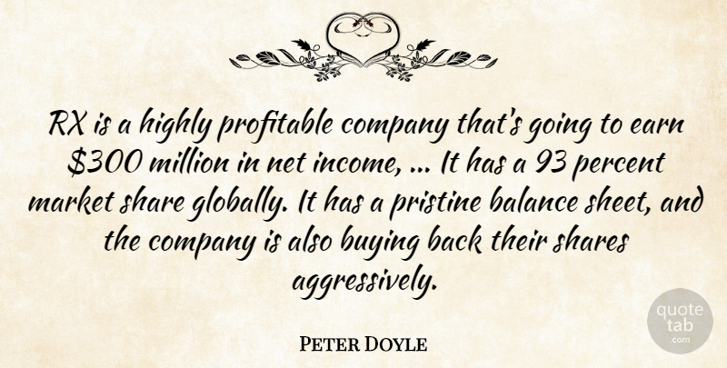 Peter Doyle Quote About Balance, Buying, Company, Earn, Highly: Rx Is A Highly Profitable...