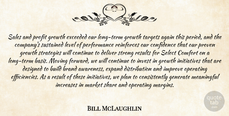 Bill McLaughlin Quote About Again, Brand, Build, Comfort, Confidence: Sales And Profit Growth Exceeded...