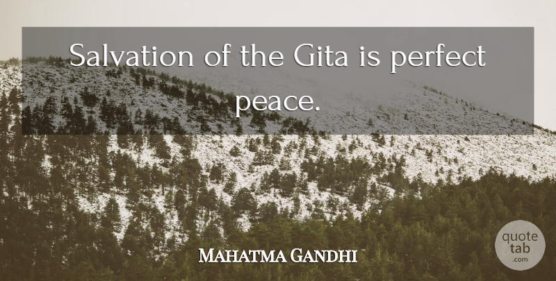 Mahatma Gandhi Quote About Perfect, Gita, Salvation: Salvation Of The Gita Is...