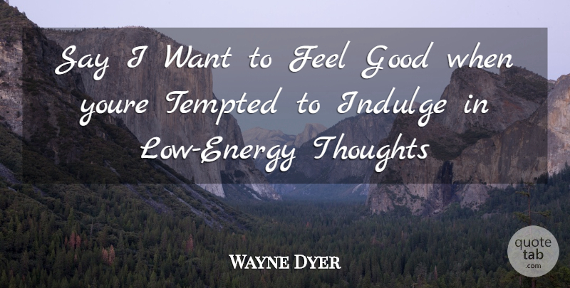 Wayne Dyer Quote About Indulge In, Feel Good, Want: Say I Want To Feel...