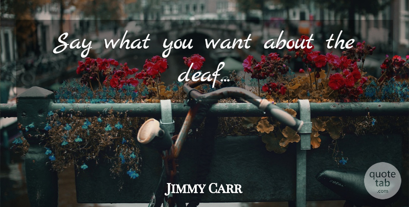 Jimmy Carr Quote About Nihilism, Want, Deaf: Say What You Want About...