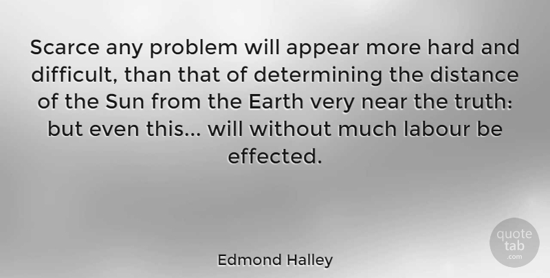 Edmond Halley Quote About Distance, Earth, Sun: Scarce Any Problem Will Appear...