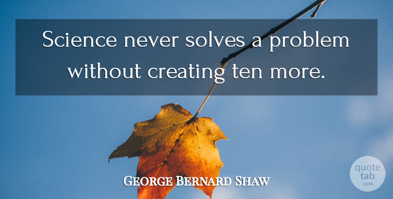 George Bernard Shaw Quote About Sarcastic, Science, Creating: Science Never Solves A Problem...