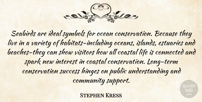 Stephen Kress Quote About Community, Connected, Hinges, Ideal, Interest: Seabirds Are Ideal Symbols For...