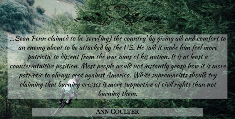Ann Coulter Quote About Country, War, Patriotic: Sean Penn Claimed To Be...