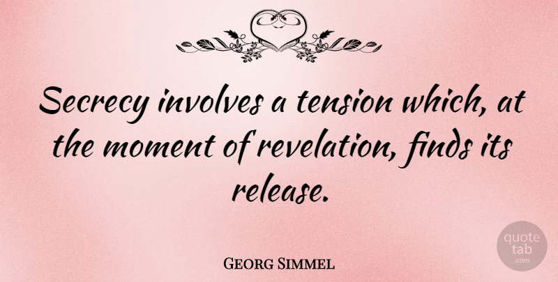 Georg Simmel Quote About Moments, Revelations, Secrecy: Secrecy Involves A Tension Which...