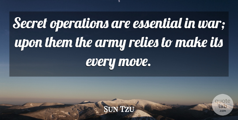 Sun Tzu Quote About War, Moving, Army: Secret Operations Are Essential In...