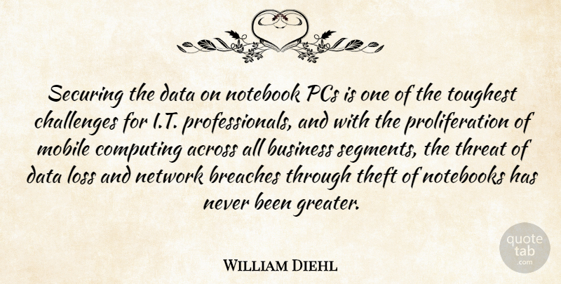 William Diehl Quote About Across, Business, Challenges, Computing, Data: Securing The Data On Notebook...