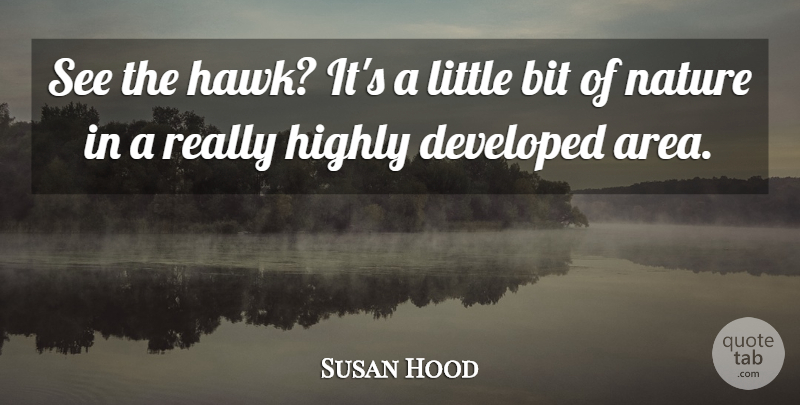 Susan Hood Quote About Bit, Developed, Highly, Nature: See The Hawk Its A...