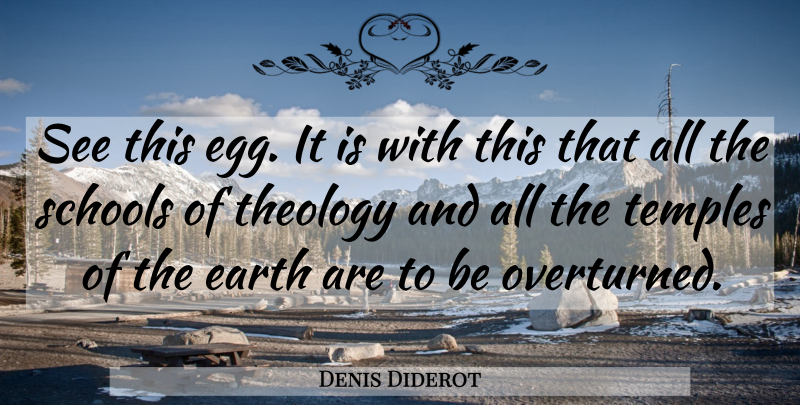 Denis Diderot Quote About Earth, Schools, Temples, Theology: See This Egg It Is...