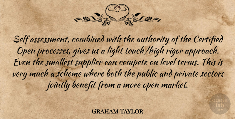 Graham Taylor Quote About Authority, Benefit, Both, Combined, Compete: Self Assessment Combined With The...