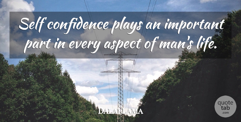 Dalai Lama Quote About Inspirational, Self Confidence, Men: Self Confidence Plays An Important...