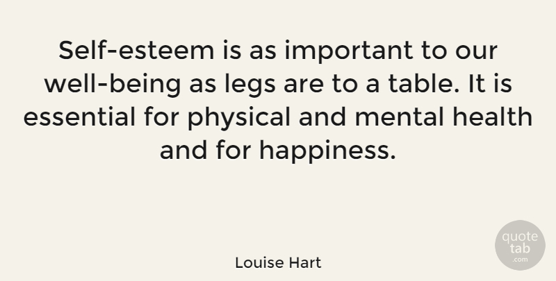Louise Hart Quote About Self Esteem, Important, Legs: Self Esteem Is As Important...