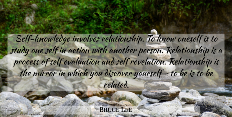 Bruce Lee Quote About Mirrors, Self, Evaluation: Self Knowledge Involves Relationship To...